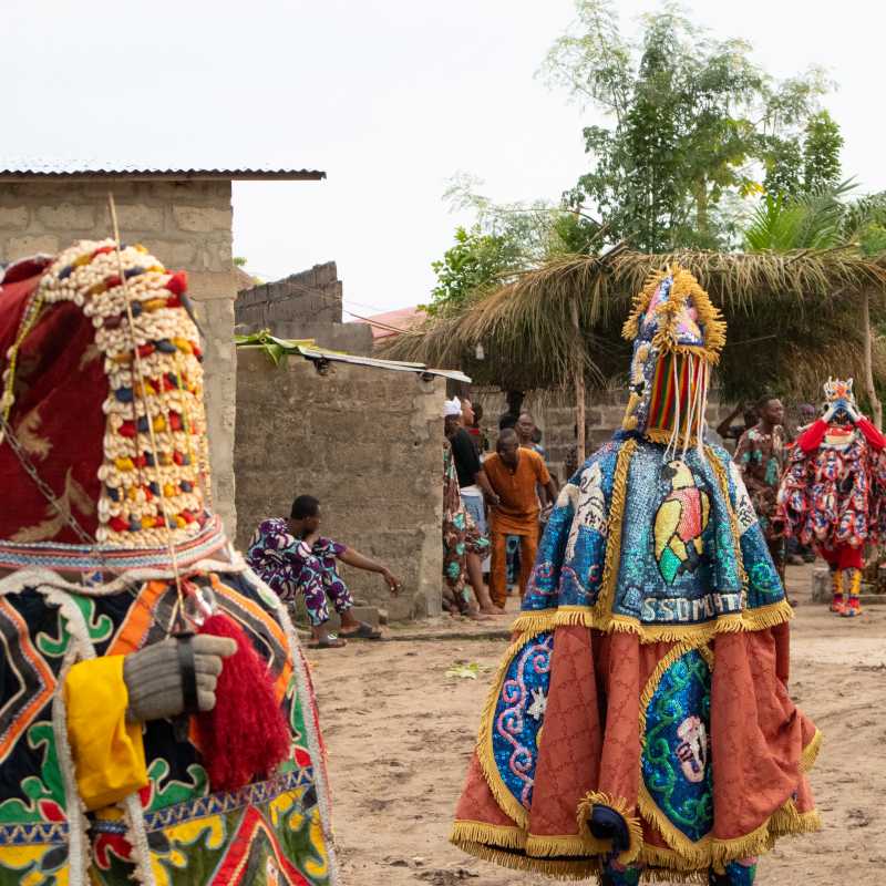 Egungun masqueraders bring ancestral spirits to life during a Yoruba ceremony | Caroline Mongrain