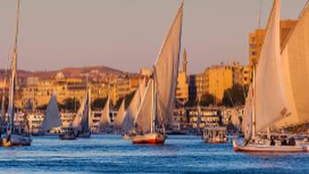 _MG_0755 Feluccas on Nile River at sunset, Aswan, Egypt,Richard I'Anson Sail down the Nile on a traditional Felucca