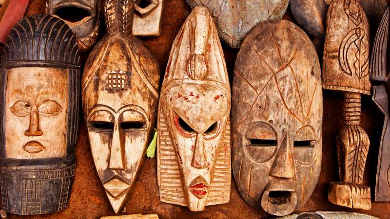 Masks in Accra local market