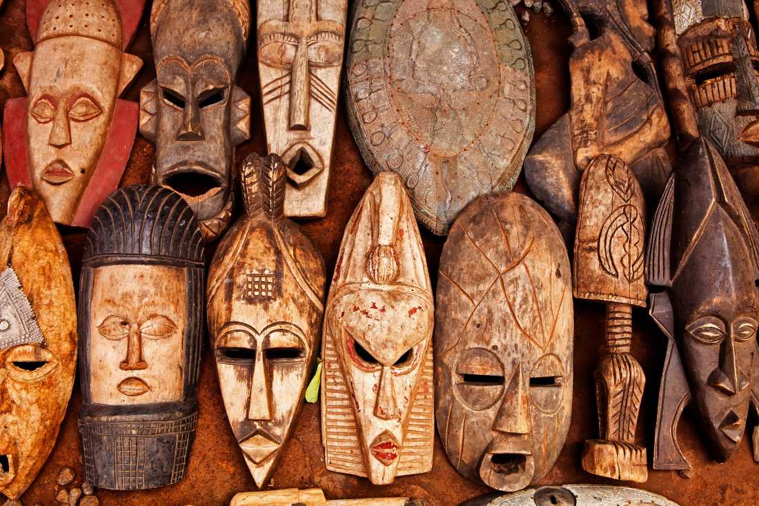 Masks in Accra local market