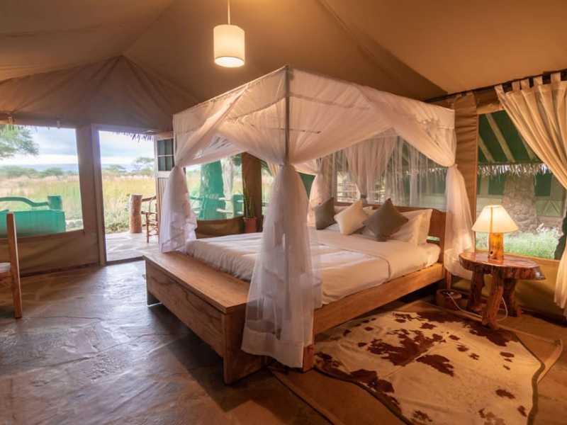 Interior of the rooms at the Kibo Safari Camp