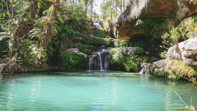 Cool off beside Isalo National Park's natural swimming pools after a rewarding day on the trail