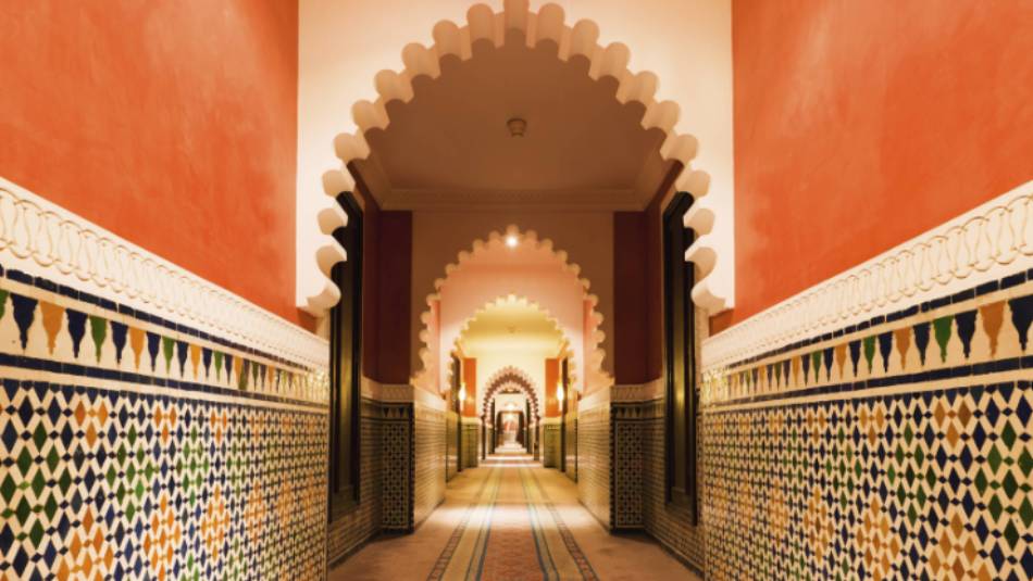 Moroccan archway with ornamental tiles