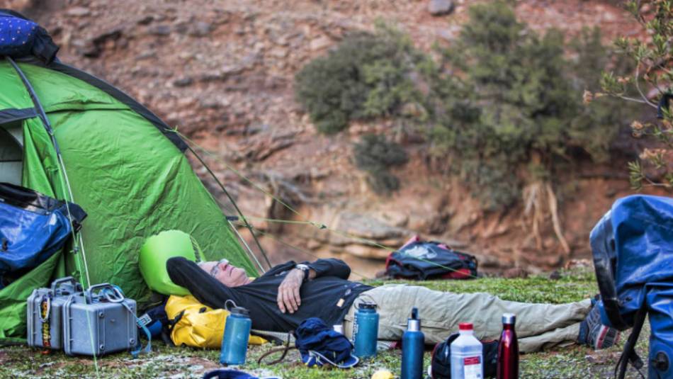 Resting at camp