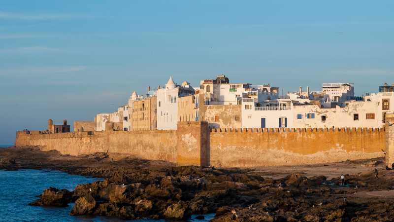 The massive city walls of Essaouira, Morocco