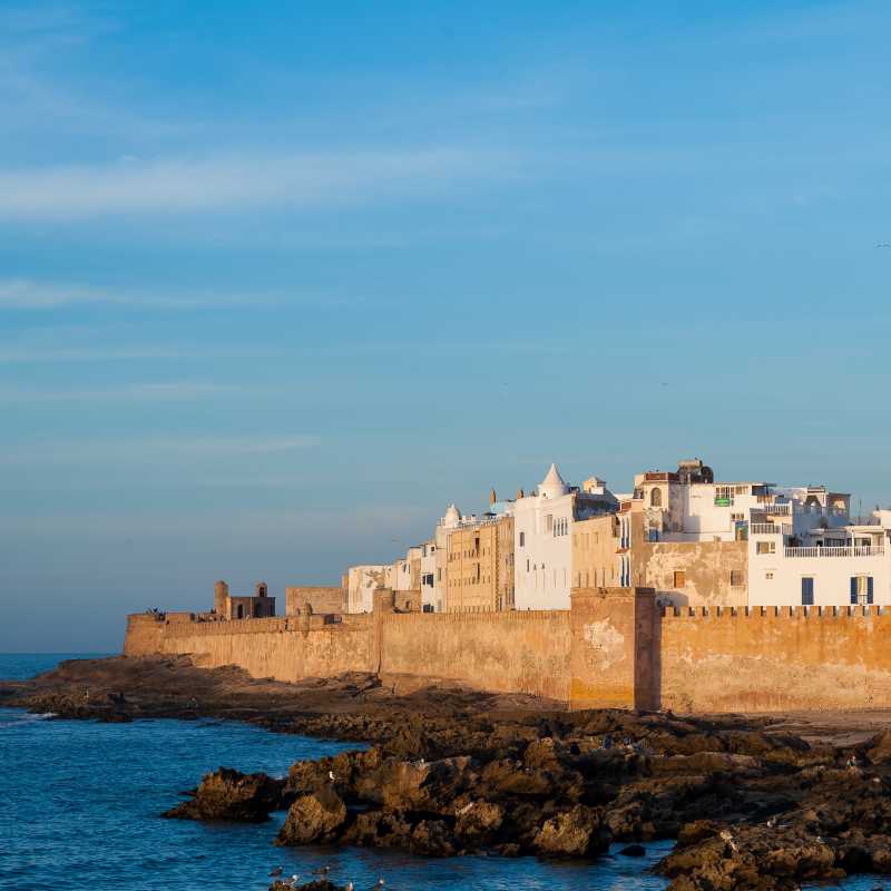 The massive city walls of Essaouira, Morocco