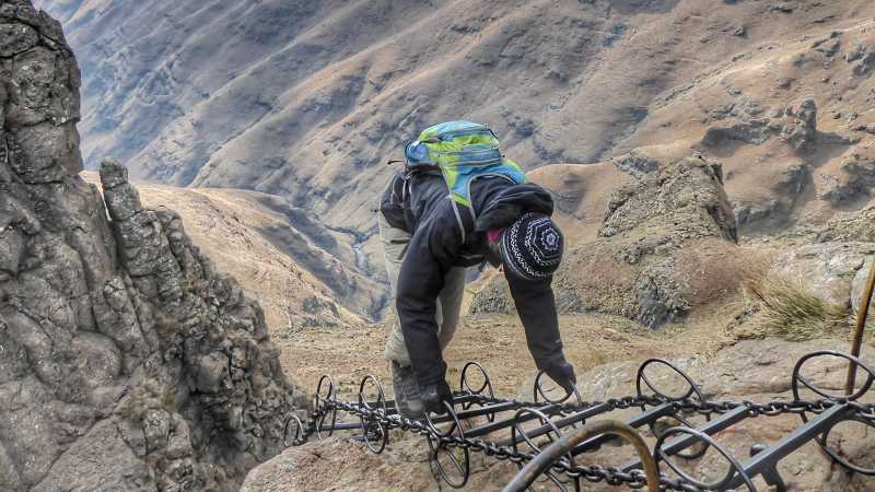 Chain ladders on the Amphitheatre ascent - not for the faint hearted! | Gesine Cheung