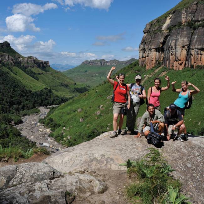 Group of trekkers in the Drakensberg Ranges
