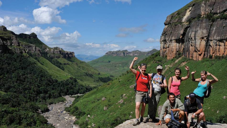 Group of trekkers in the Drakensberg Ranges
