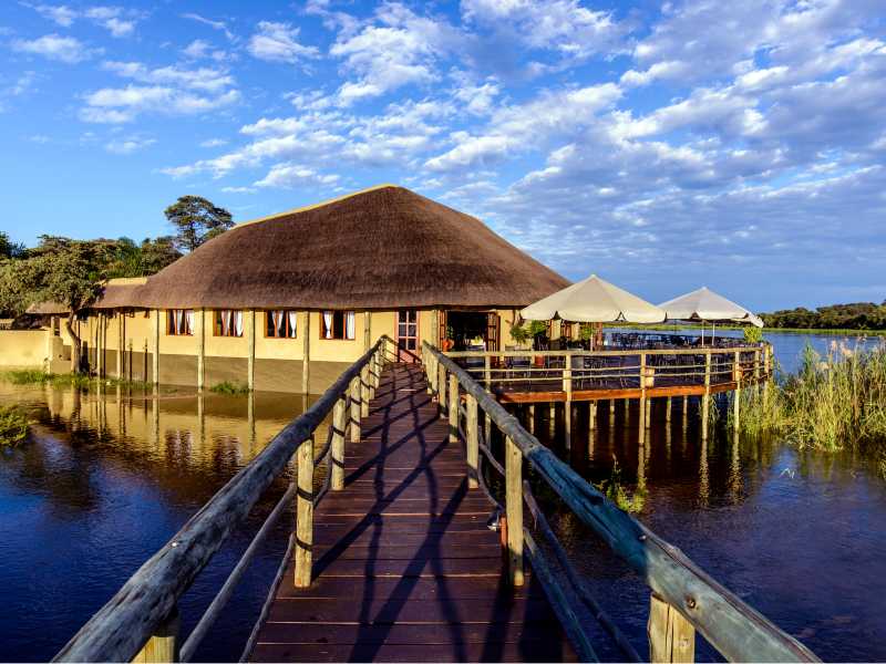 Hakusembe River Lodge 
Located on the Kavango River, this lodge offers a peaceful riverside setting, ideal for relaxing after long travel days and enjoying the natural surrounds.