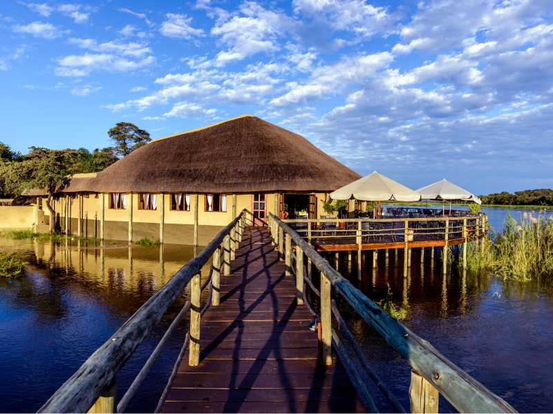 Hakusembe River Lodge 
Located on the Kavango River, this lodge offers a peaceful riverside setting, ideal for relaxing after long travel days and enjoying the natural surrounds.