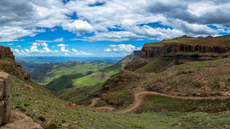 The green valley of Drakensberg in South Africa

