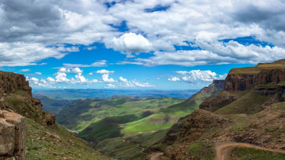 The green valley of Drakensberg in South Africa
