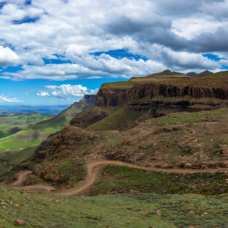 The green valley of Drakensberg in South Africa
