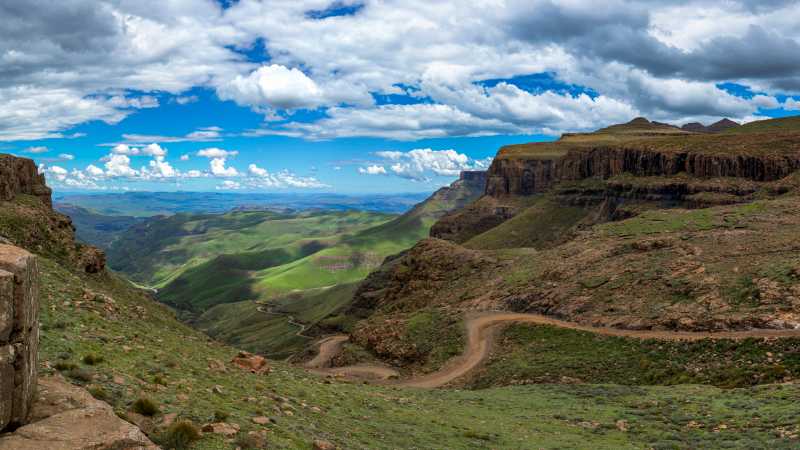 The green valley of Drakensberg in South Africa
