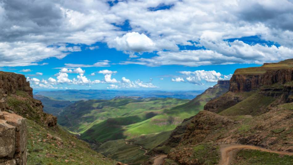 The green valley of Drakensberg in South Africa
