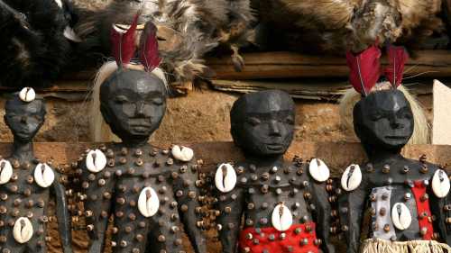 Voodoo dolls in a local market in Togo