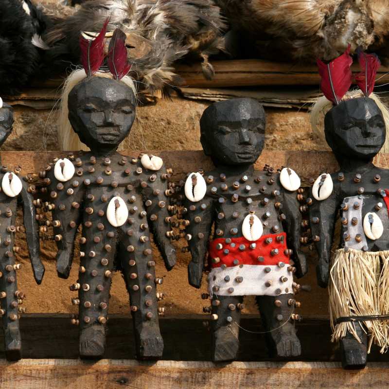 Voodoo dolls in a local market in Togo