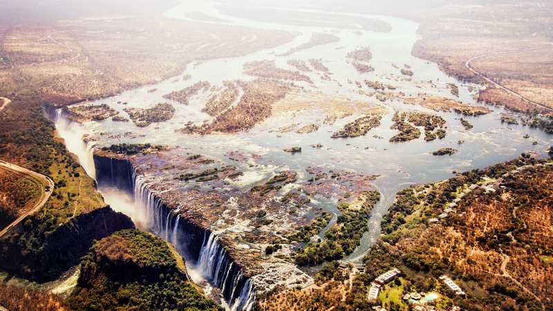 Aerial view of Victoria Falls and the Zambezi River - Zambezi River: Whitewater & Wildlife, Zambia
