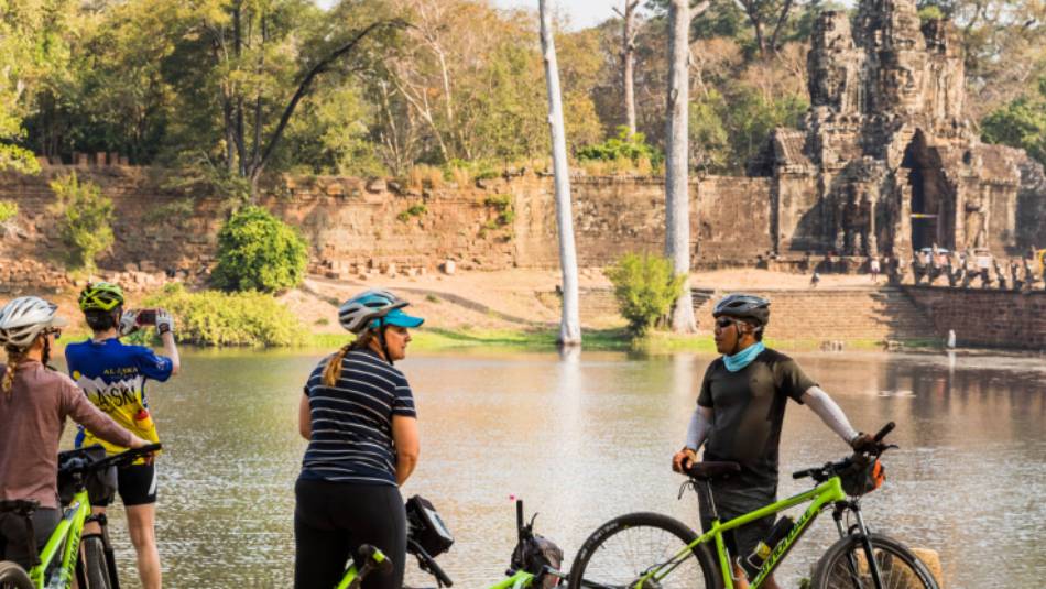 Cycling is a great way to take in even more of the ruins of Angkor Wat | Lachlan Gardiner