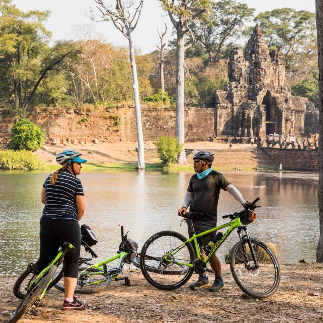 Cycling is a great way to take in even more of the ruins of Angkor Wat | Lachlan Gardiner