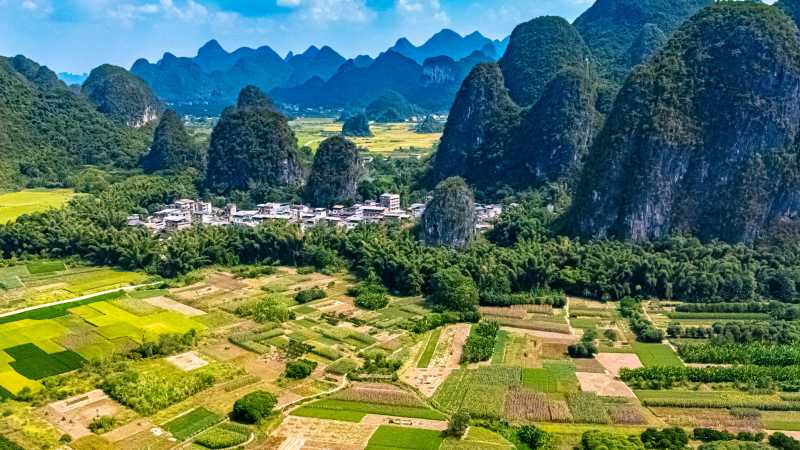 Aerial view of Karst Peaks, Yangshou