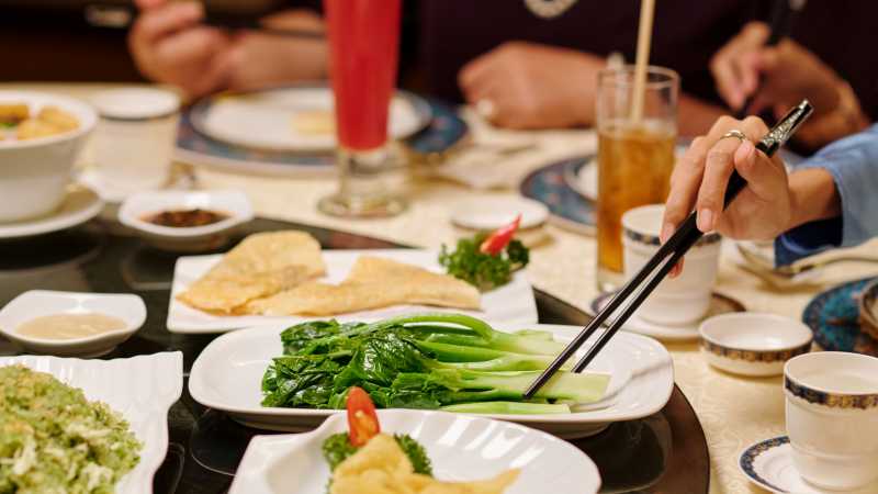 Enjoying a chinese banquet