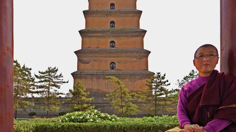 A local nun at Wild Goose Pagoda, Xian | Peter Walton