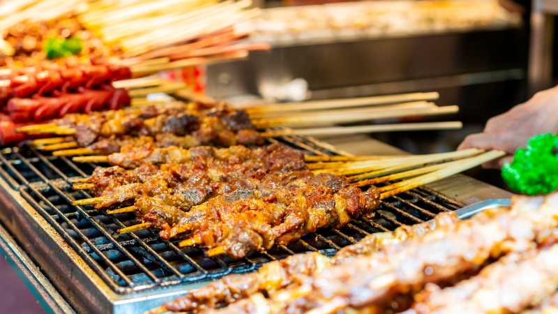 Tradtional chinese street food in local market, Chengdu