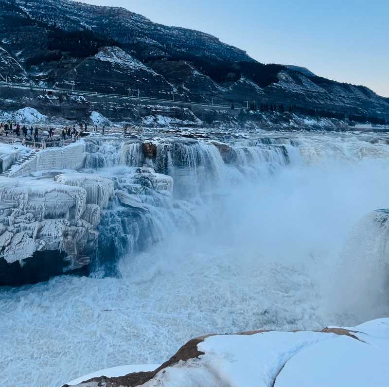 Yellow River Hukou Waterfall roars into Winter, Shanxi Province