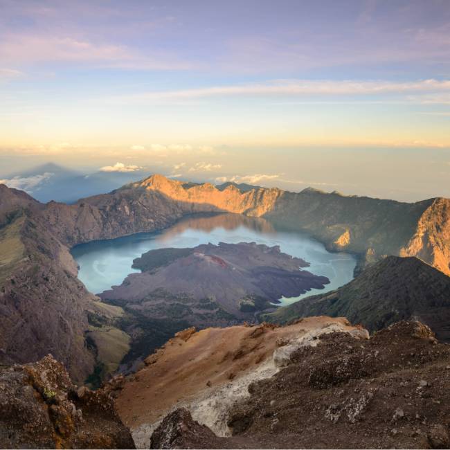 The crater lake of Mount Rinjani, Lombok