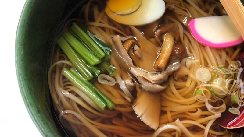 Traditional Japanese soba noodles as enjoyed for lunch