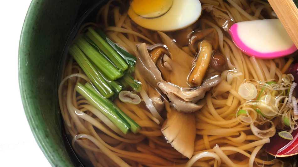 Traditional Japanese soba noodles as enjoyed for lunch