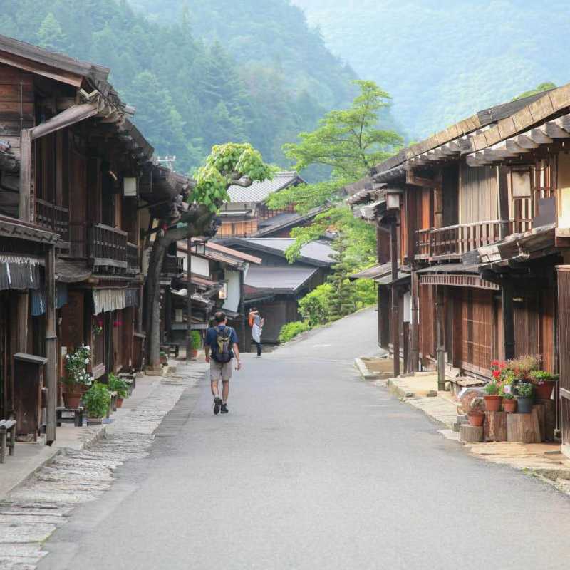 Passing through historic postal towns on the Nakasendo Way
