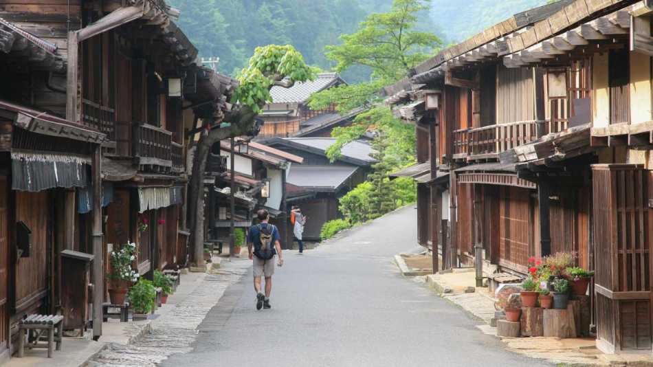 Passing through historic postal towns on the Nakasendo Way