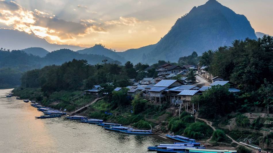 Nong Khiaw on the banks of the Nam Ou River, Laos.