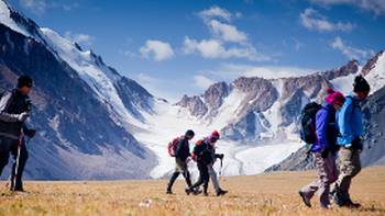 Trekkers explore the vast, pristine landscape of Mongolia