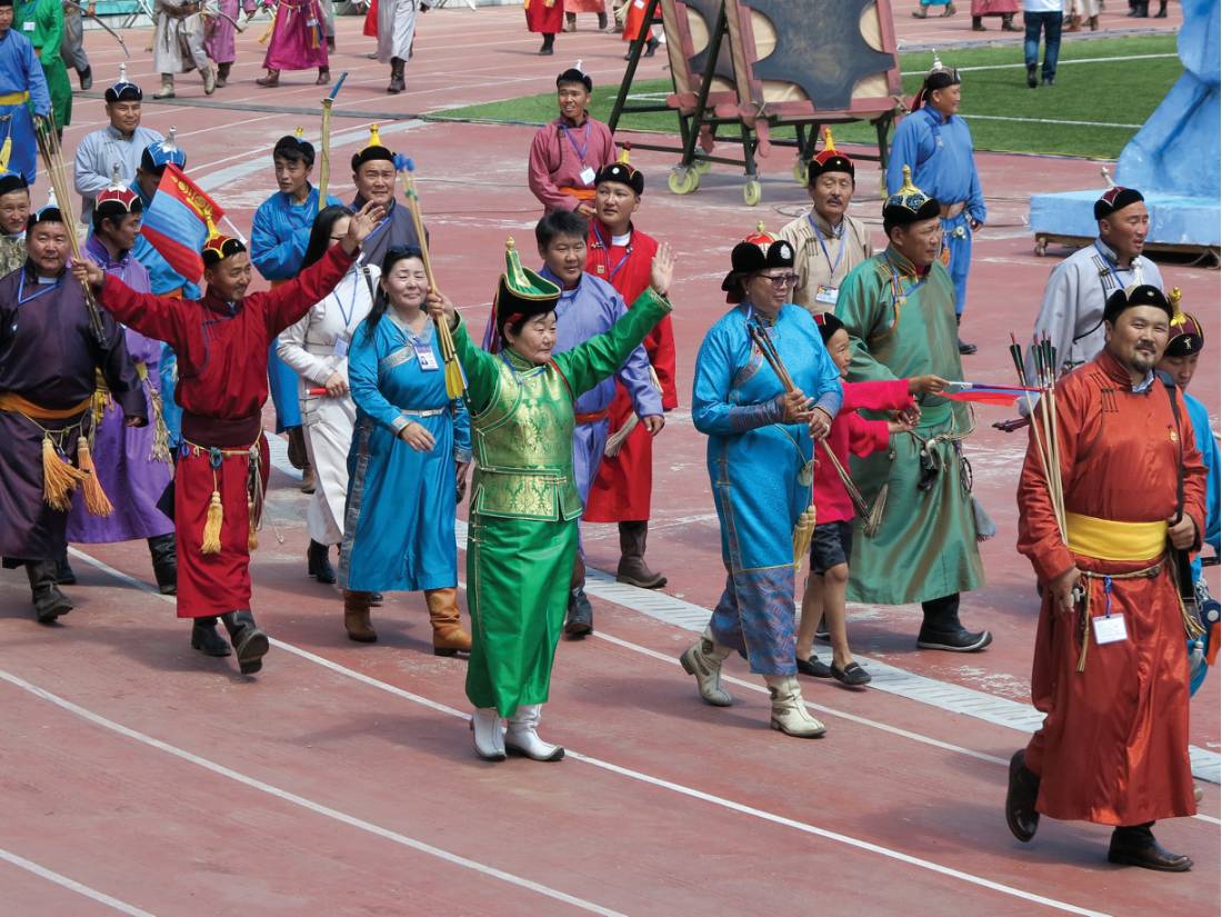 Locals in the Naadam Festival opening ceremony |  <i>Fiona Windon</i>