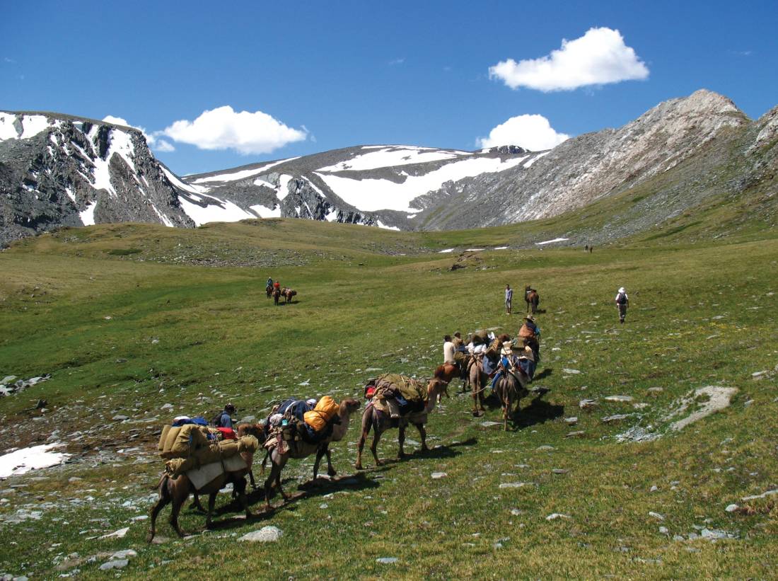Trekking towards the Most Pass in the Altai Tavan Bogd National Park, Mongolia. |  <i>Alan and Julie Marshall</i>