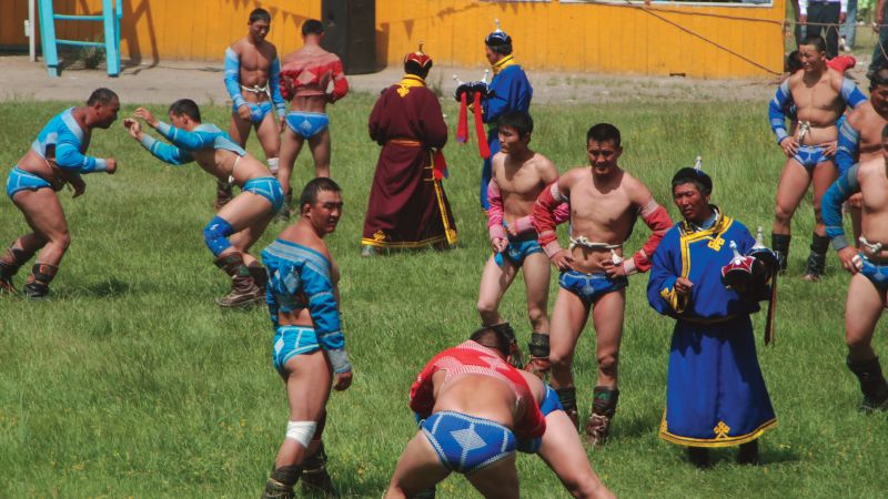 Competition is fierce during wrestling matches at Mongolia's Naadam Festival - Tavan Bogd Trek Naadam Extension, Mongolia