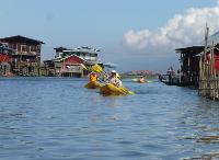Gentle paddling on a tranquil section of Inle Lake. -  Photo: Caroline Mongrain