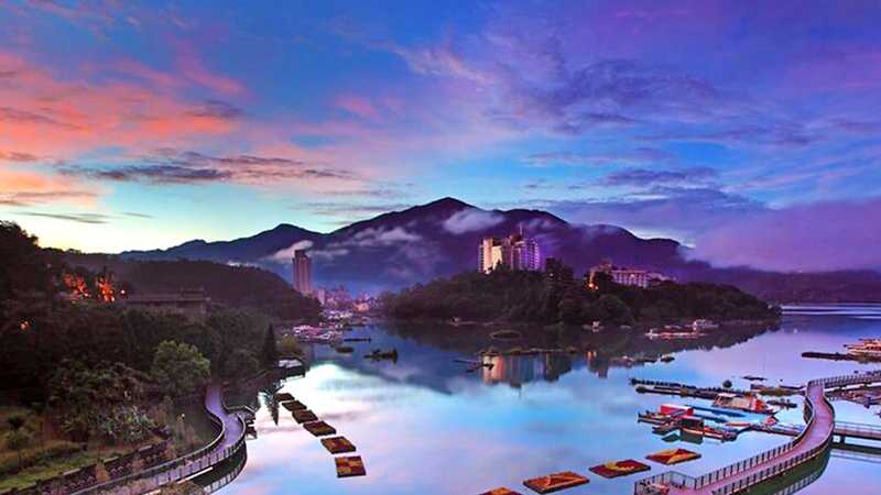 Sunset at Sun Moon Lake, Nantou County - Taiwan Cycle: Mountains, Culture & Coast, Taiwan