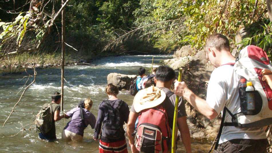 One of the river crossings while trekking in Northern Thailand