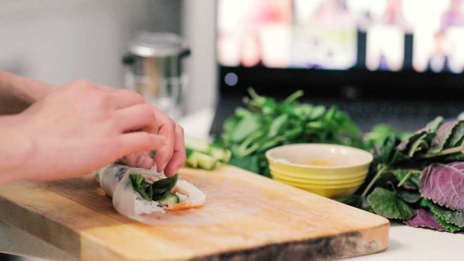 Duncan Lu making rice paper rolls | Duncan Lu