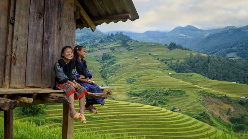 Friendly village children in Ha Giang, Vietnam