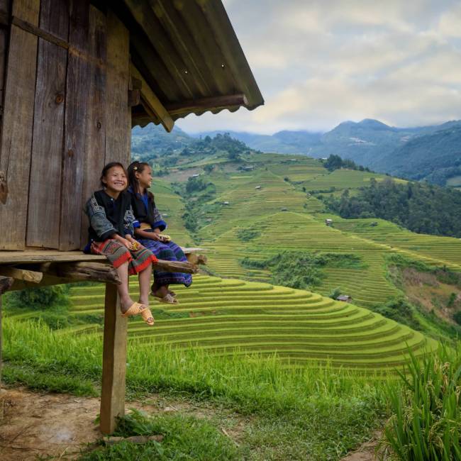 Friendly village children in Ha Giang, Vietnam