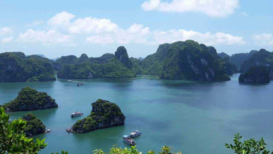 Turquoise waters of UNESCO listed Ha Long Bay