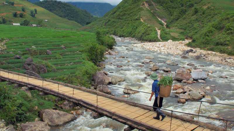River crossing in the Ha Giang region, Vietnam