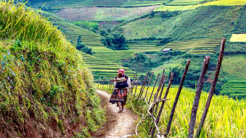 Sharing the paths with locals on the Pu Luong hike