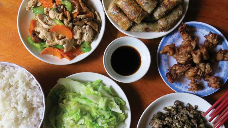 Simple Vietnamese homestay meal
